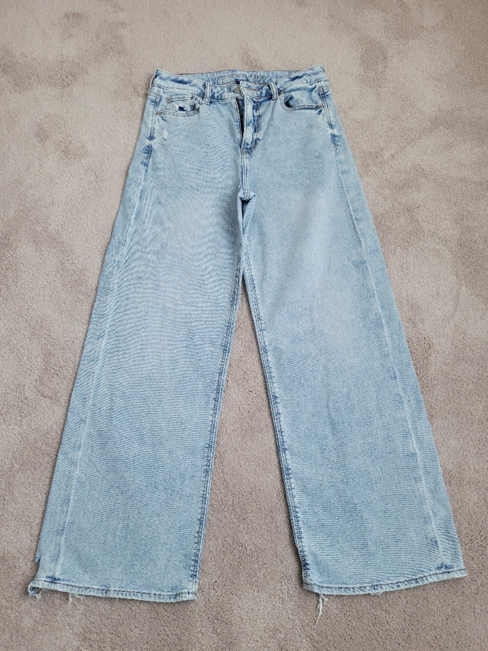 AMERICAN EAGLE Girl's Super High Rise Baggy Wide Leg Jeans Size 4 Light Blue